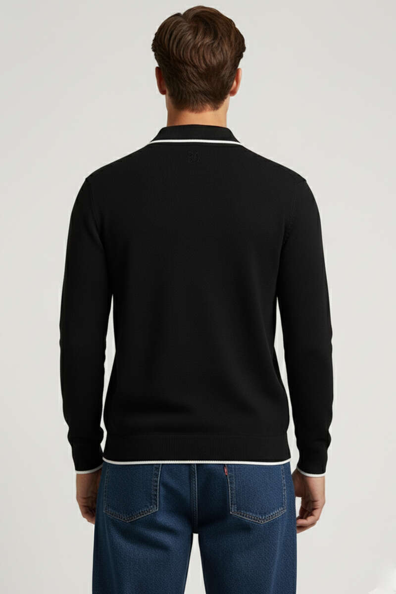 Polo Yaka Uzun Kollu Erkek Triko Sweatshirt