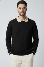 Polo Yaka Uzun Kollu Erkek Triko Sweatshirt