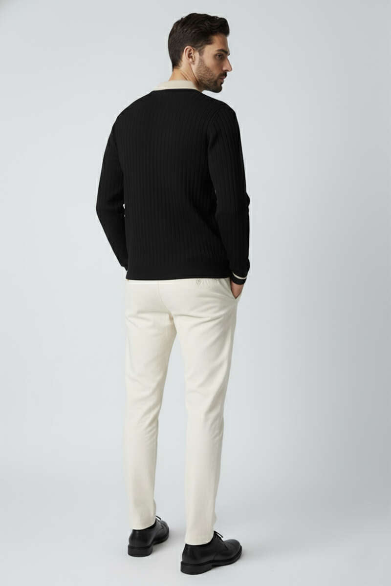 Polo Yaka Uzun Kollu Erkek Triko Sweatshirt