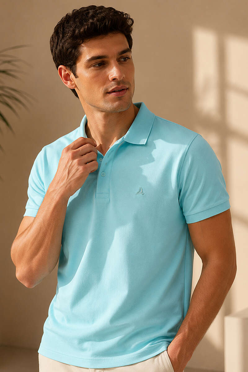 Polo Yaka Yarım Düğmeli Erkek T-shirt