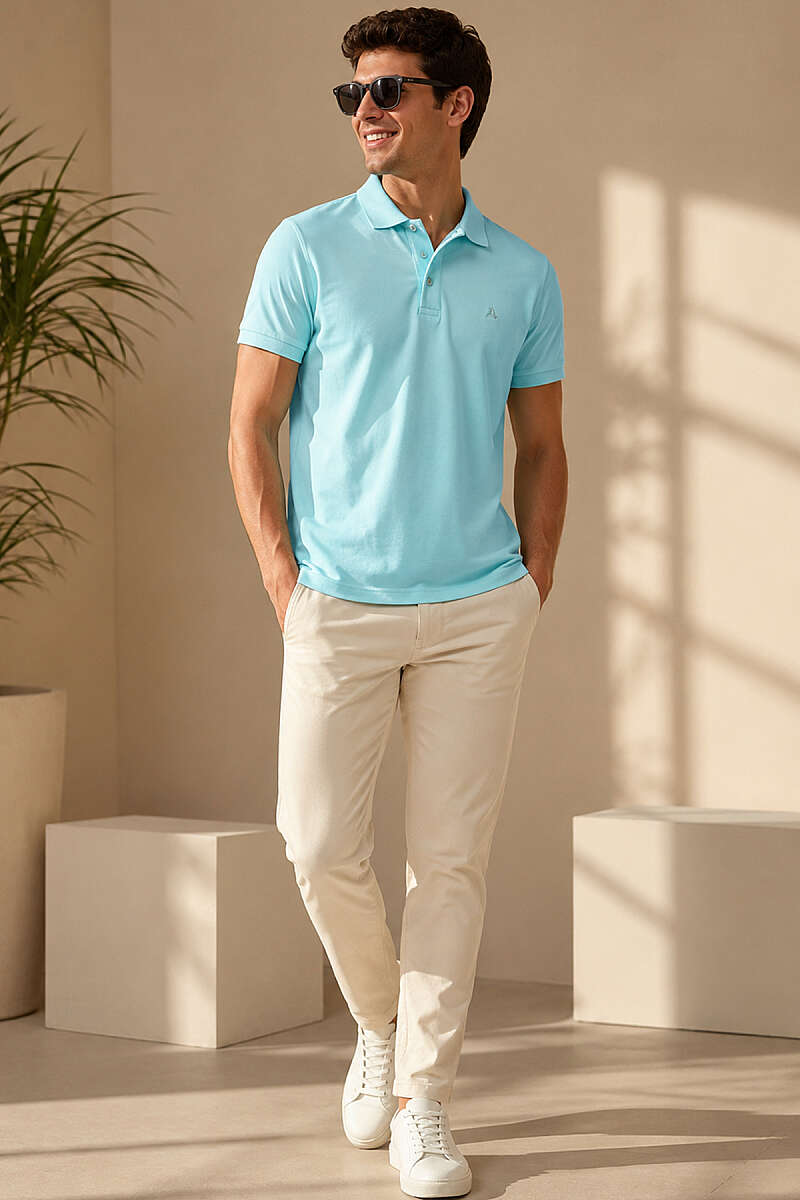 Polo Yaka Yarım Düğmeli Erkek T-shirt