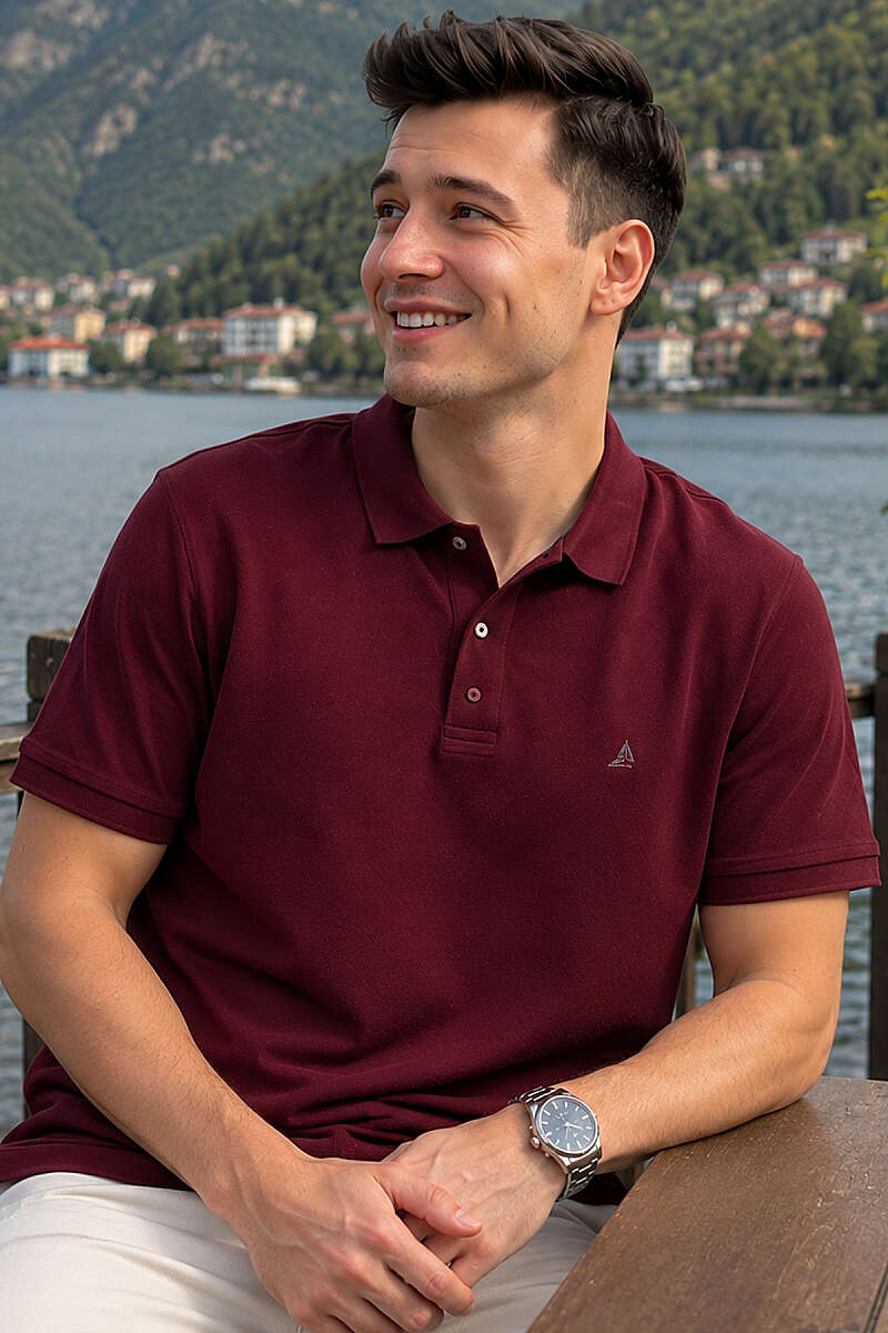 Polo Yaka Yarım Düğmeli Erkek T-shirt
