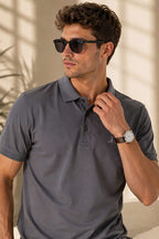 Polo Yaka Yarım Düğmeli Erkek T-shirt