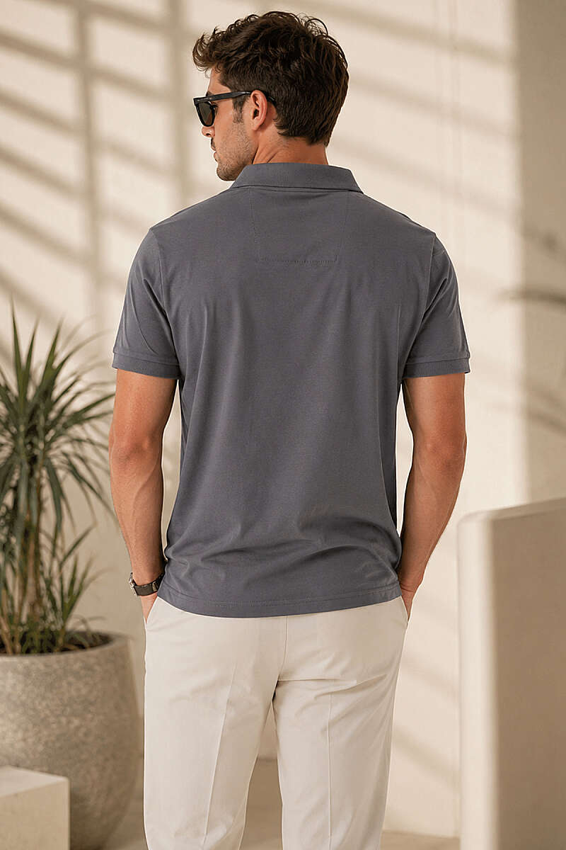 Polo Yaka Yarım Düğmeli Erkek T-shirt