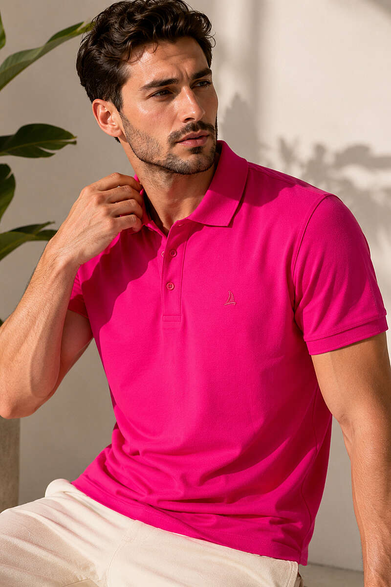 Polo Yaka Yarım Düğmeli Erkek T-shirt