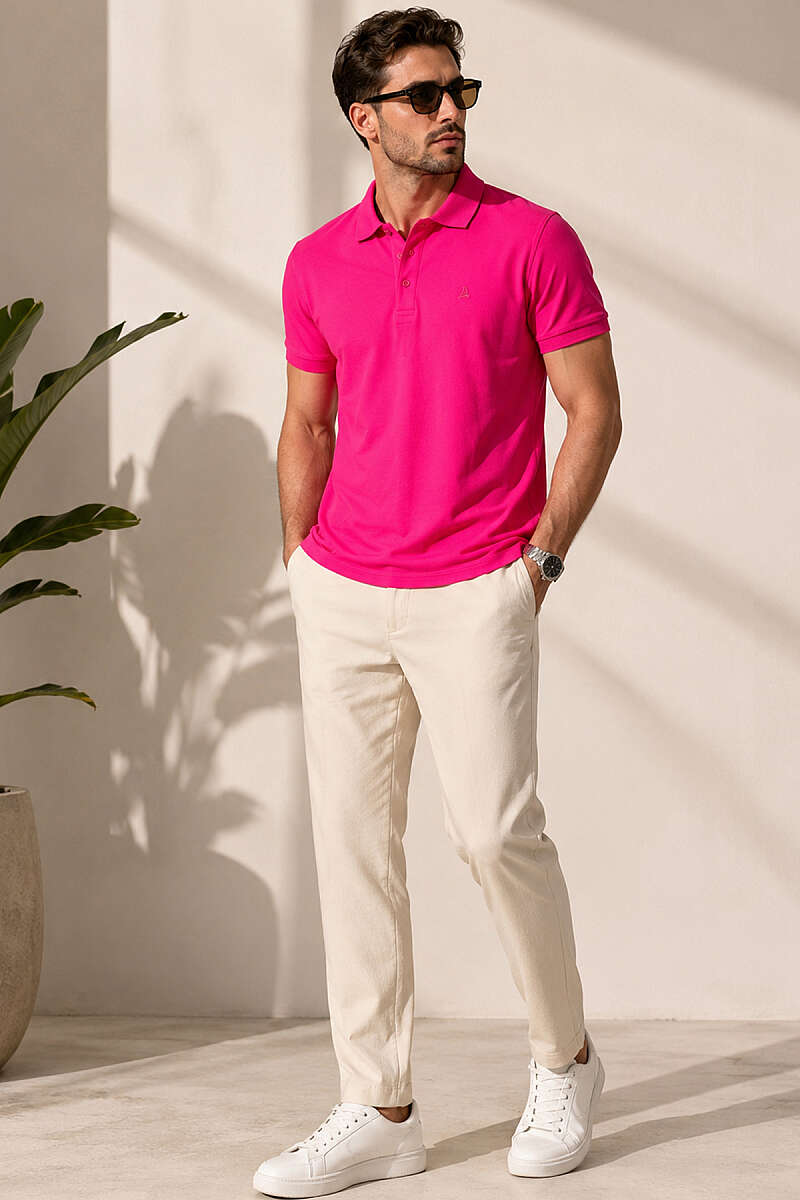 Polo Yaka Yarım Düğmeli Erkek T-shirt