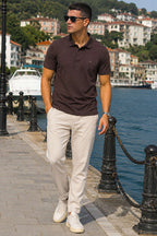 Polo Yaka Yarım Düğmeli Erkek T-shirt