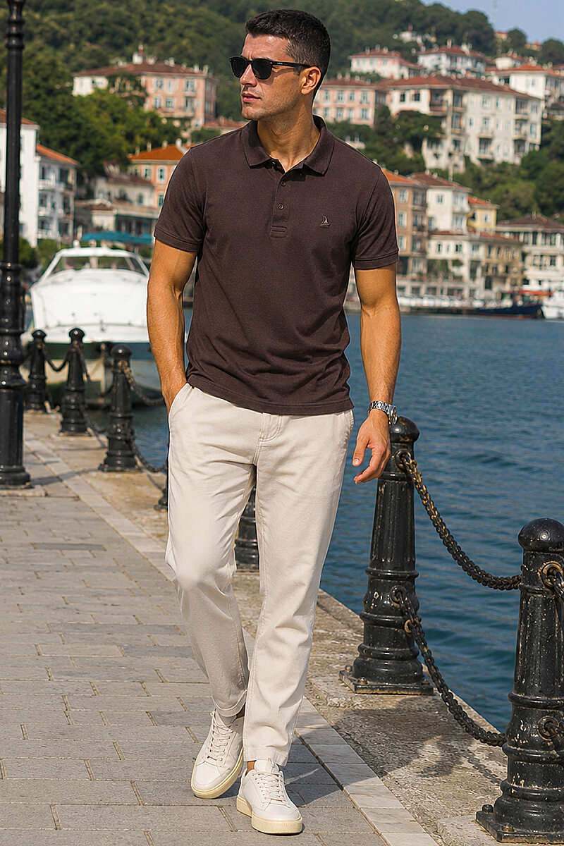 Polo Yaka Yarım Düğmeli Erkek T-shirt