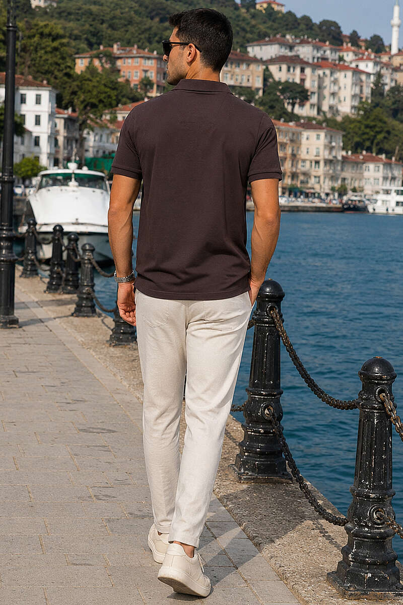 Polo Yaka Yarım Düğmeli Erkek T-shirt
