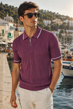 Polo Yaka Yarım Fermuarlı Merserize Erkek T-shirt