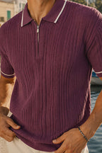 Polo Yaka Yarım Fermuarlı Merserize Erkek T-shirt