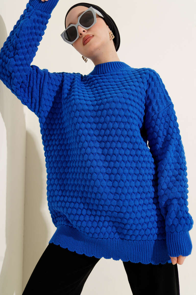 Popit Kabartmalı Triko Tunik