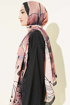 Poppy Desen Liva Modal Şal Siyah Somon