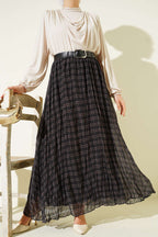 Pötikare Kemerli Kırışık Şifon Etek