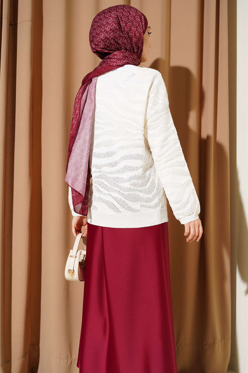 Zebra Desen Triko Kazak
