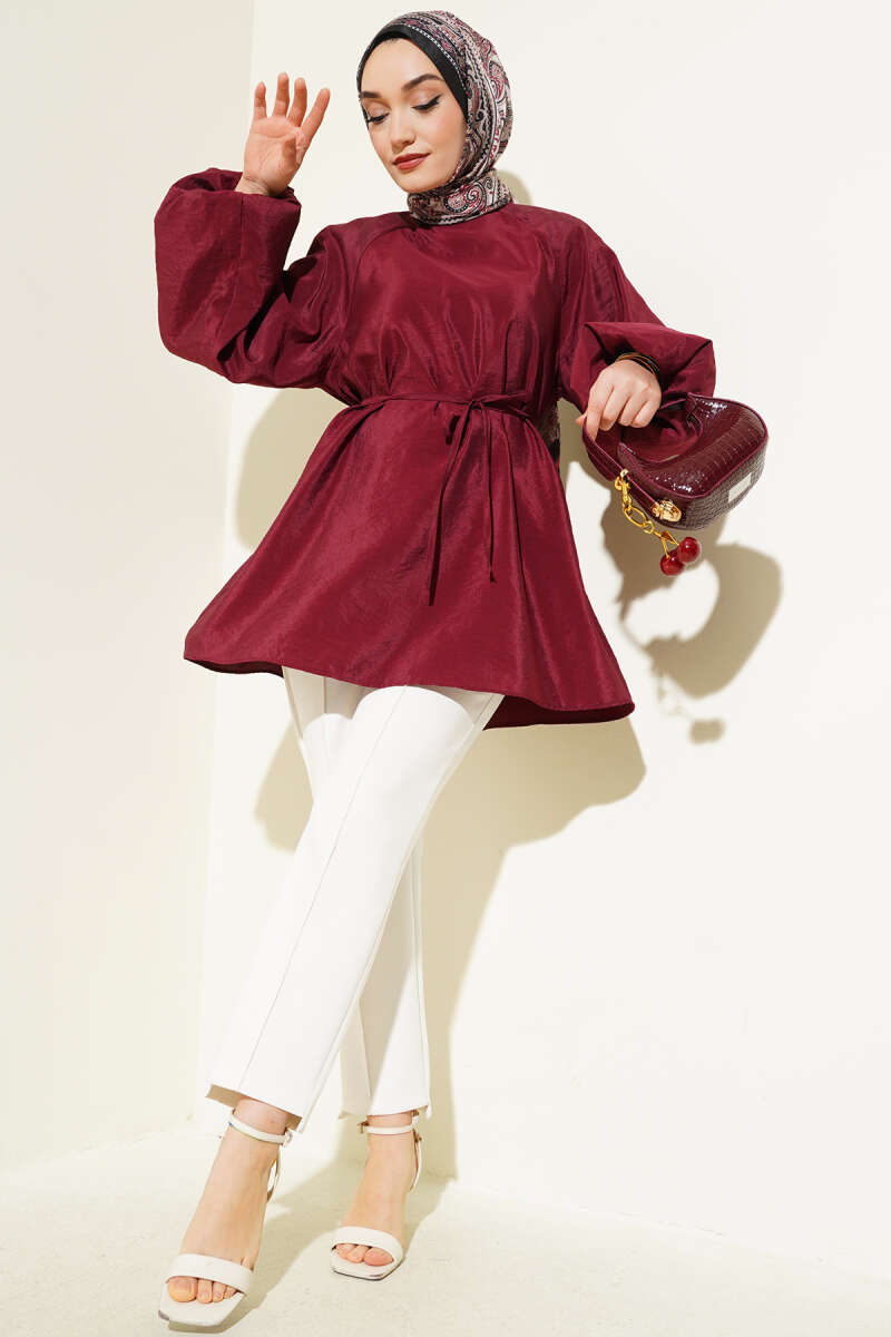 Reglan Balon Kol İp Kuşaklı Tunik