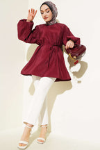 Reglan Balon Kol İp Kuşaklı Tunik