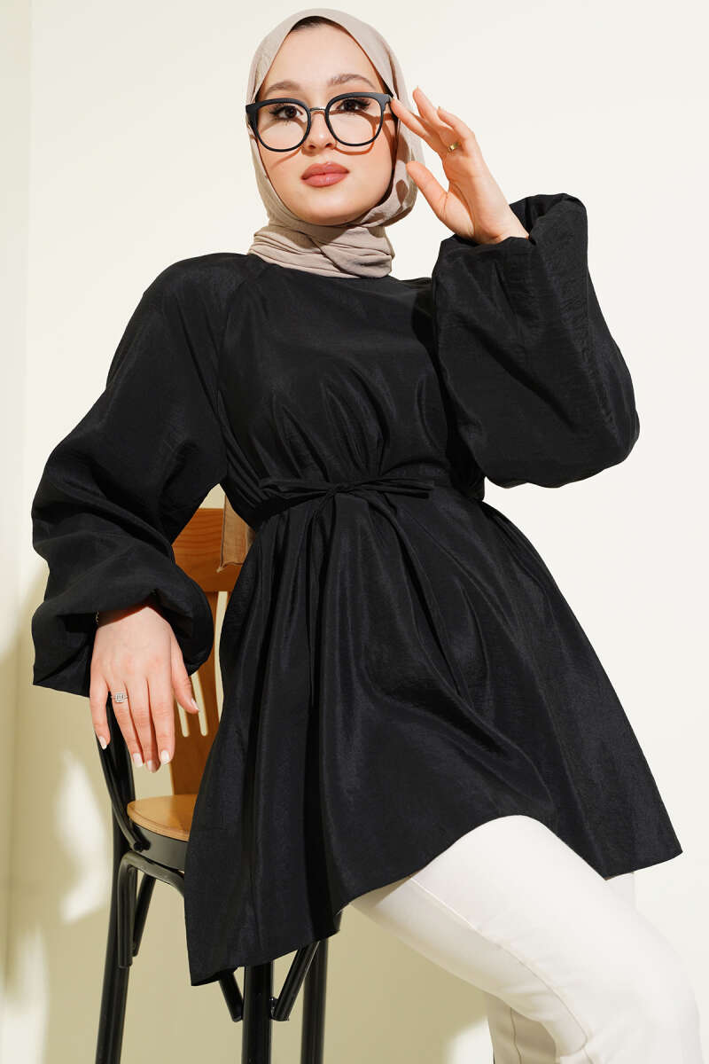 Reglan Balon Kol İp Kuşaklı Tunik