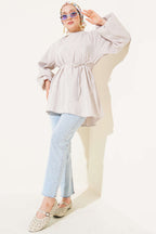 Reglan Balon Kol İp Kuşaklı Tunik
