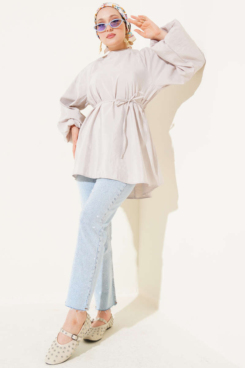 Reglan Balon Kol İp Kuşaklı Tunik