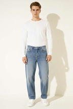 Regular Fit Buttoned Men's Denim Trousers