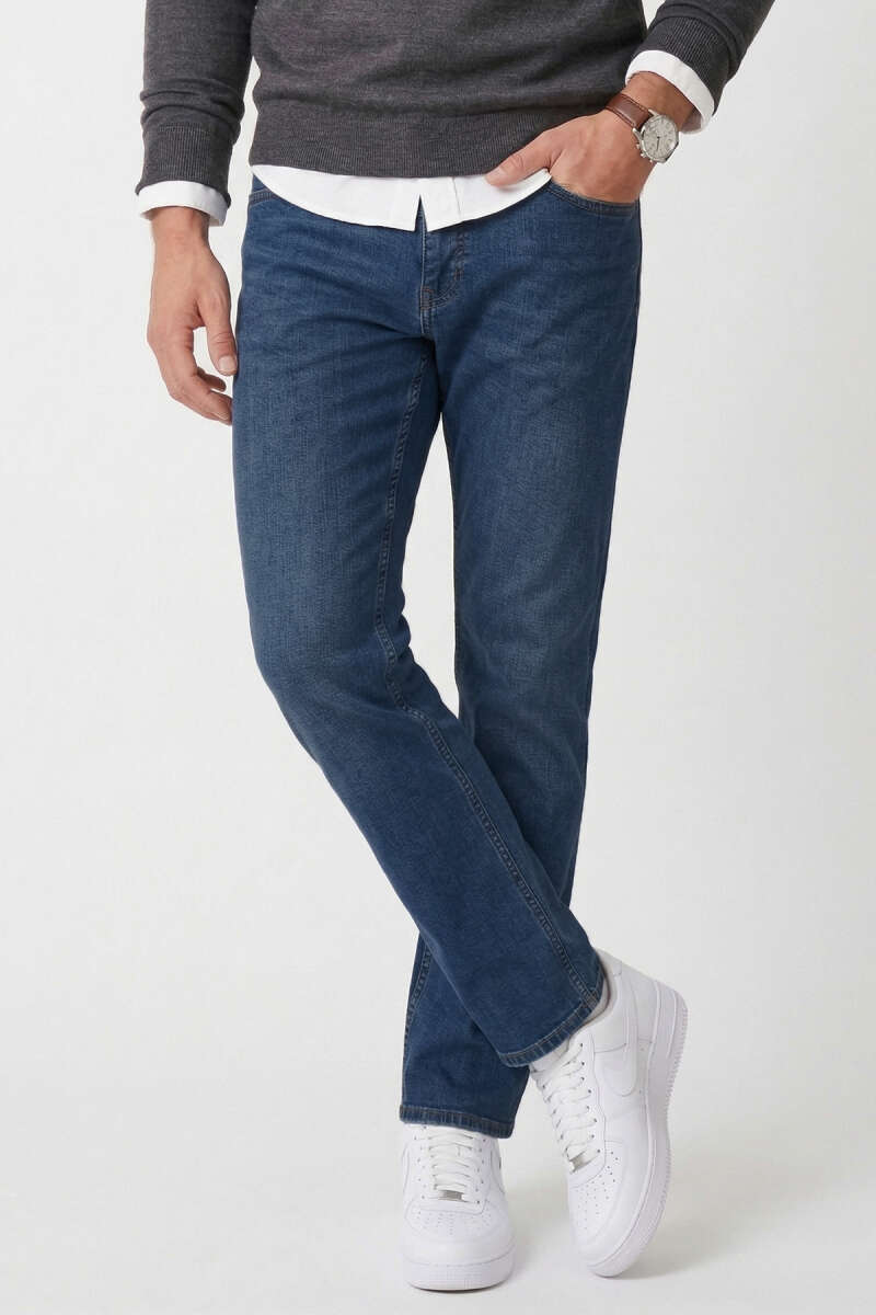Regular Fit Likralı Cepli Erkek Kot Pantolon