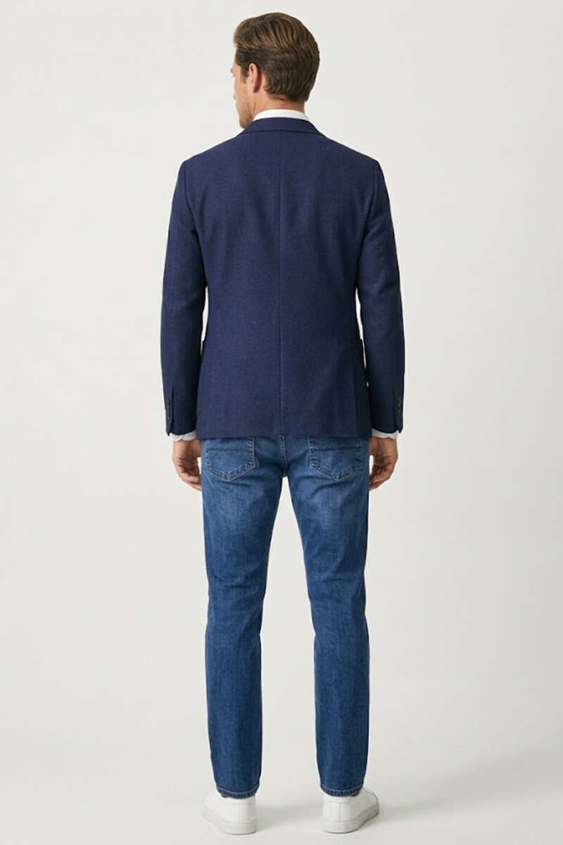 Regular Fit Likralı Cepli Erkek Kot Pantolon Mavi