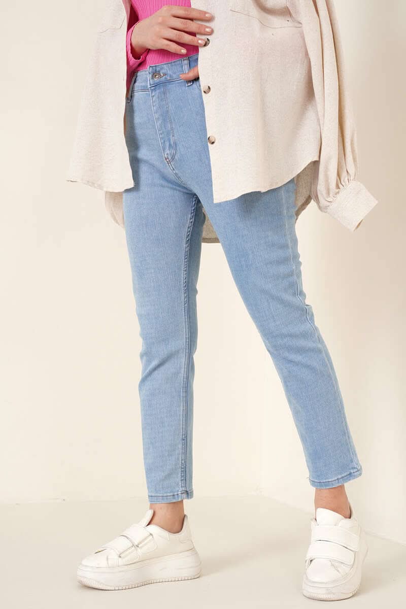 Regular Fit Likralı Pantolon Açık Mavi