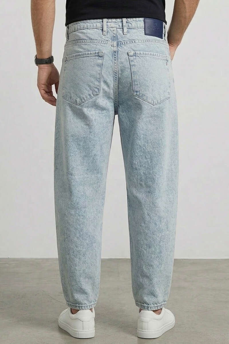 Relax Fit Cepli Erkek Kot Pantolon Açık Kar