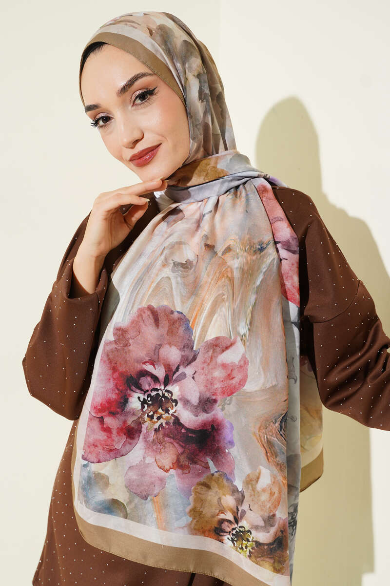 Retro Daisy Şal Yağ Yeşili