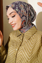 Retro Desen Elegance Eşarp Gri