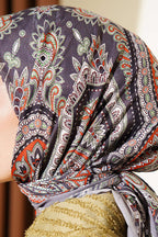 Retro Desen Elegance Eşarp Gri
