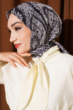 Retro Desen Elegance Eşarp Koyu Lacivert
