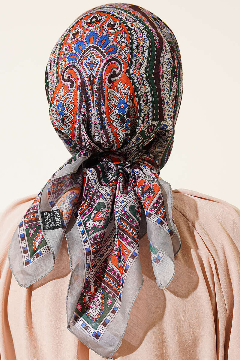 Retro Desen Elegance Eşarp Su Yeşili
