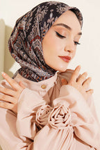 Retro Desen Elegance Eşarp Vizon