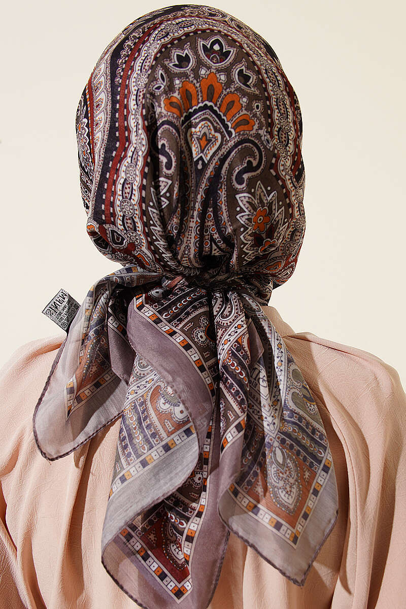 Retro Desen Elegance Eşarp Vizon