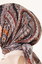 Retro Desen Elegance Eşarp Vizon