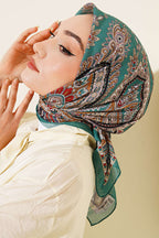 Retro Desen Elegance Eşarp Yeşil