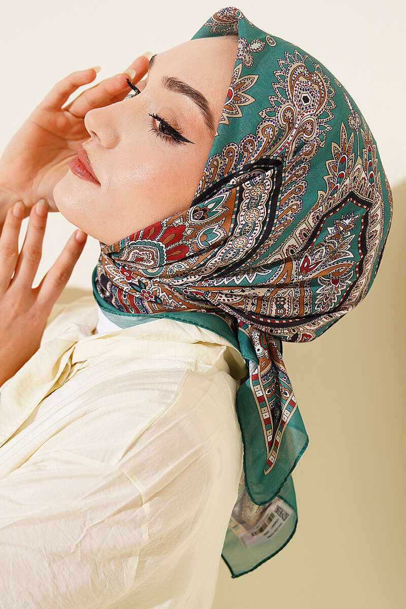 Retro Desen Elegance Eşarp Yeşil