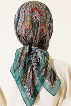 Retro Desen Elegance Eşarp Yeşil