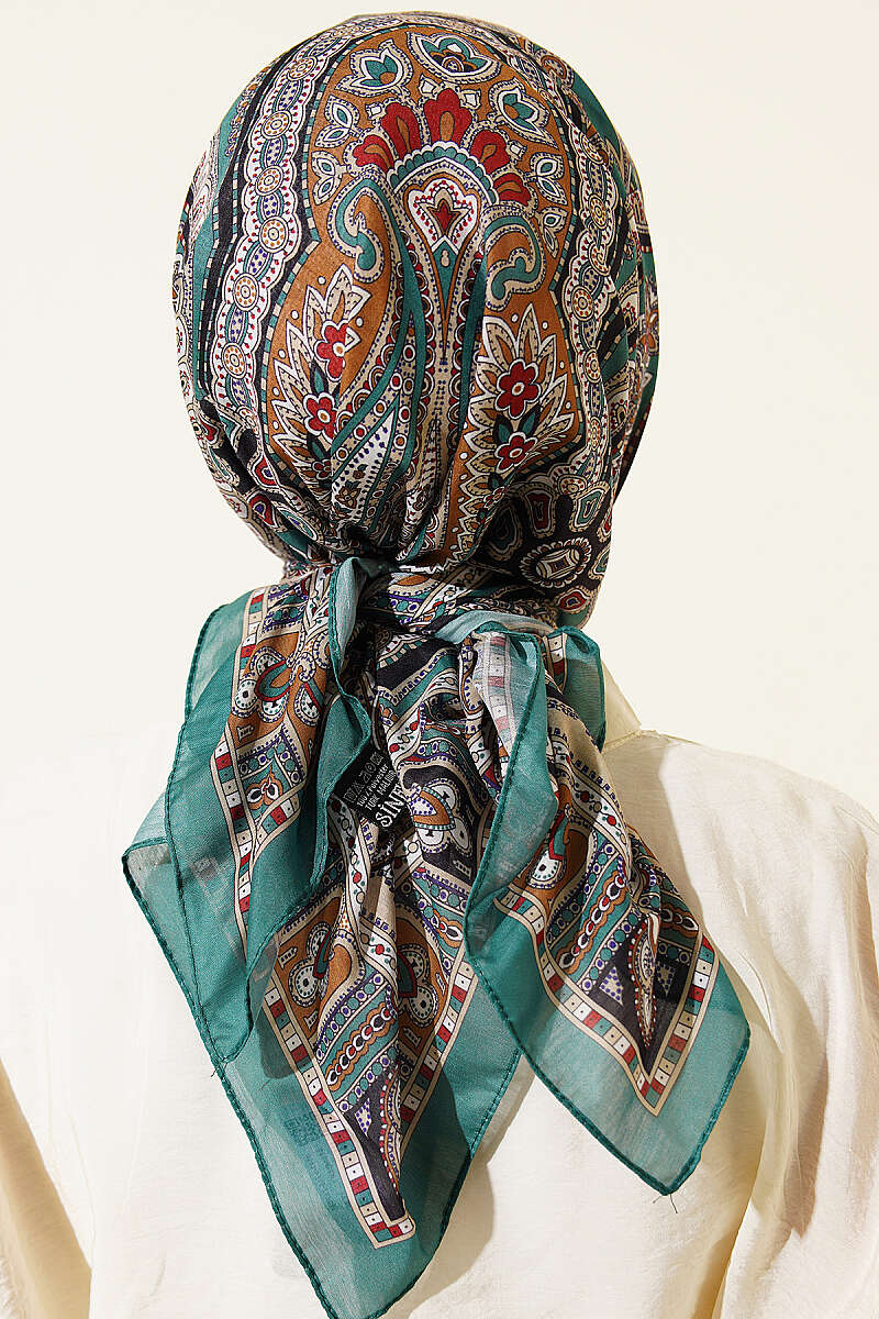 Retro Desen Elegance Eşarp Yeşil