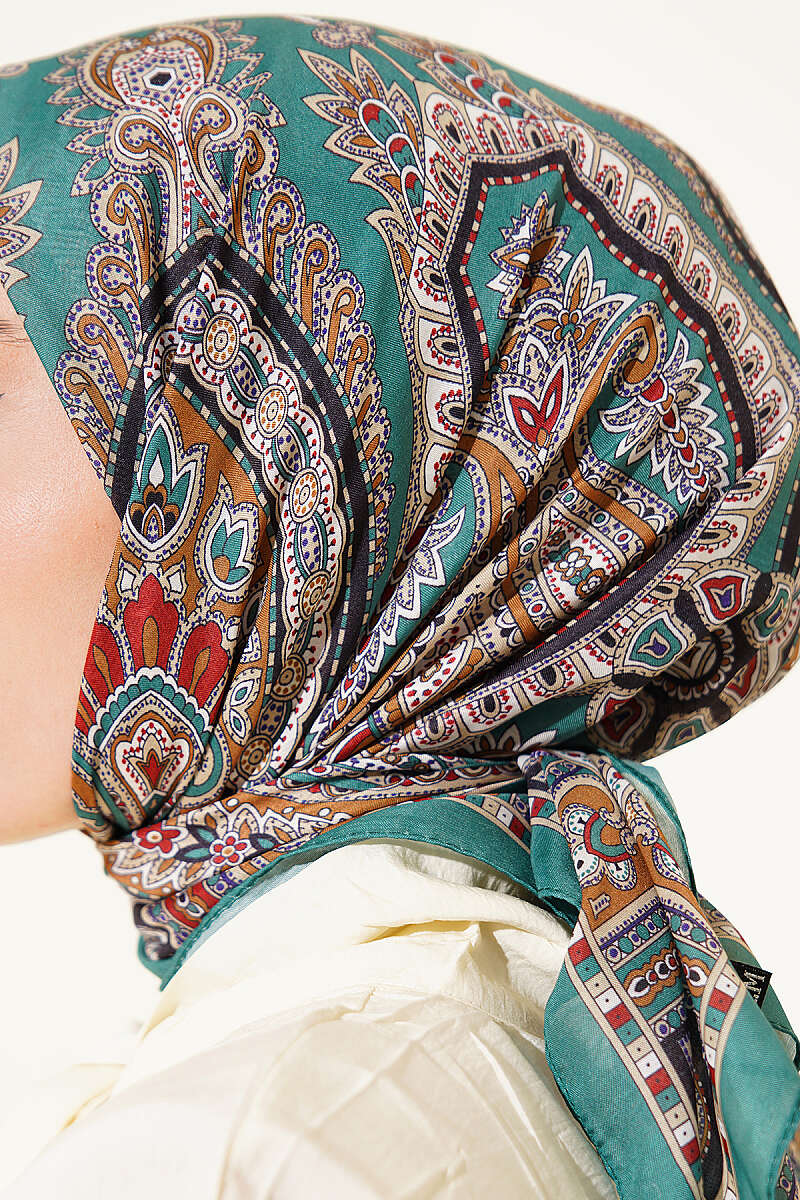 Retro Desen Elegance Eşarp Yeşil