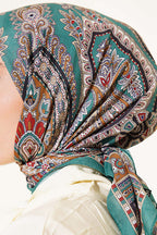 Retro Desen Elegance Eşarp Yeşil