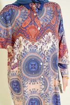 Retro Desenli Oversize Gömlek