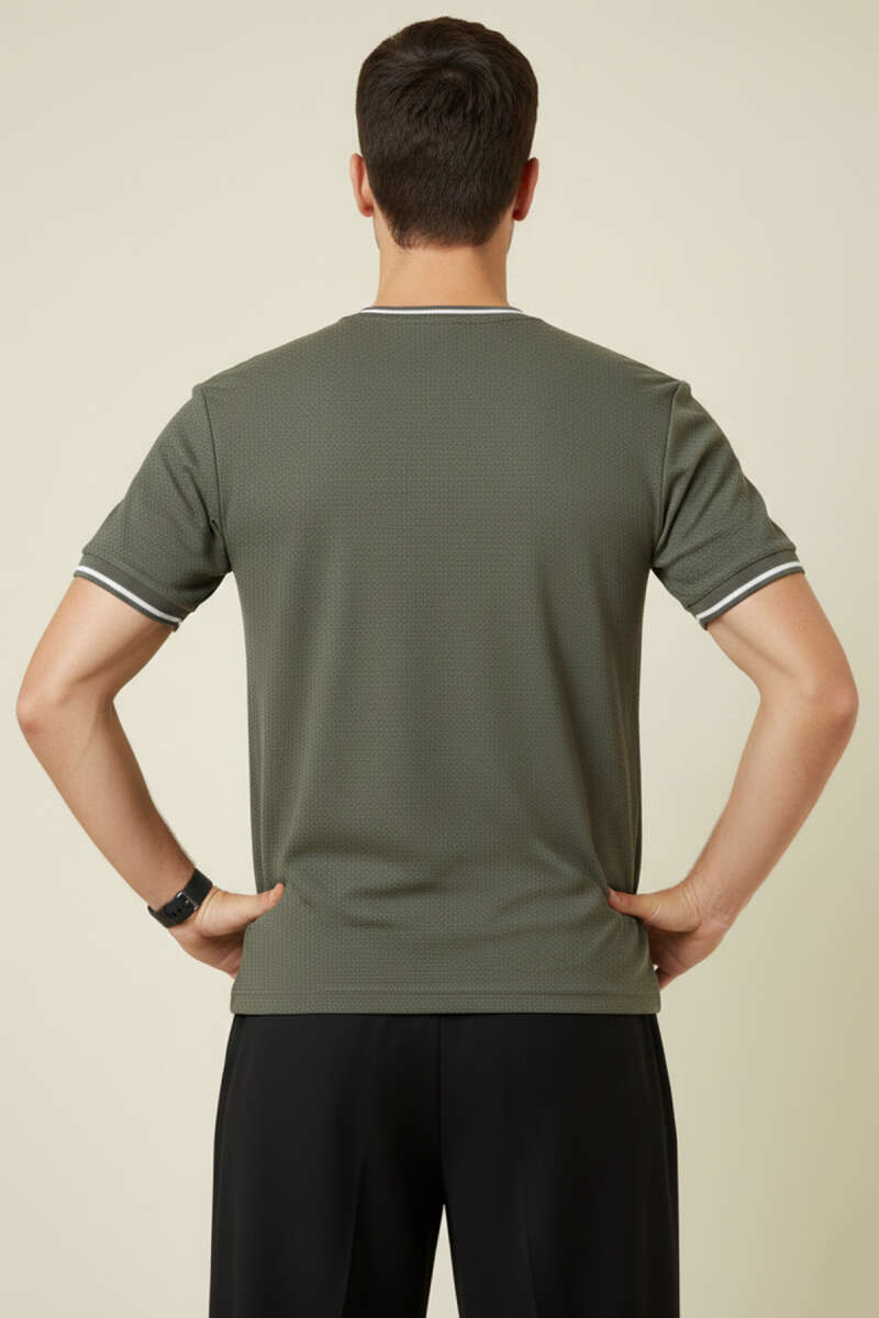 Ribana Detaylı Kısa Kol Erkek T-shirt Haki