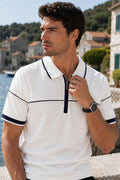 Ribanalı Polo Yaka Fermuarlı Erkek T-shirt