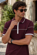 Ribanalı Polo Yaka Fermuarlı Erkek T-shirt