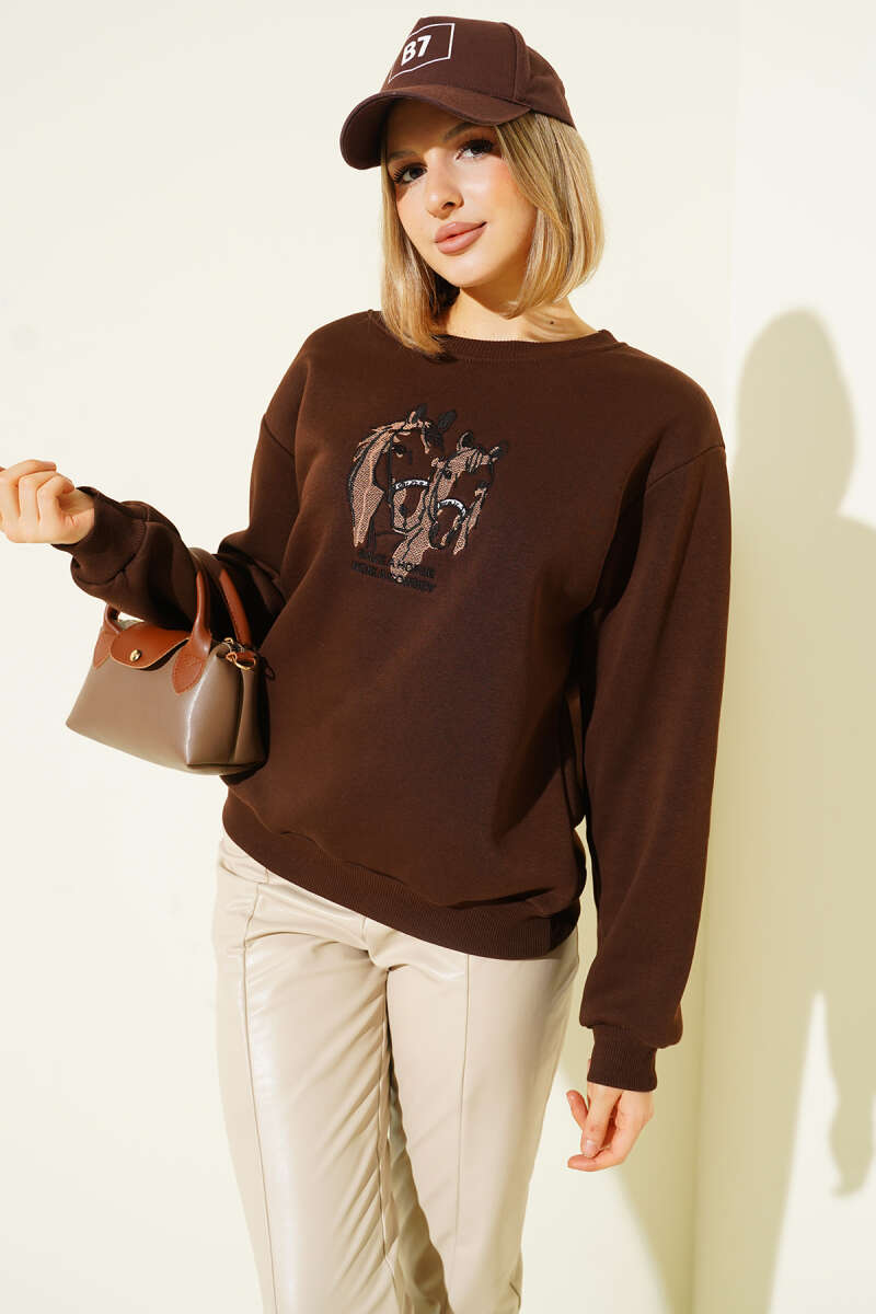 Ride A Cowboy Baskılı Sweatshirt