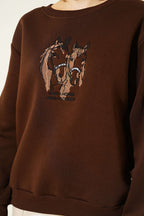 Ride A Cowboy Baskılı Sweatshirt