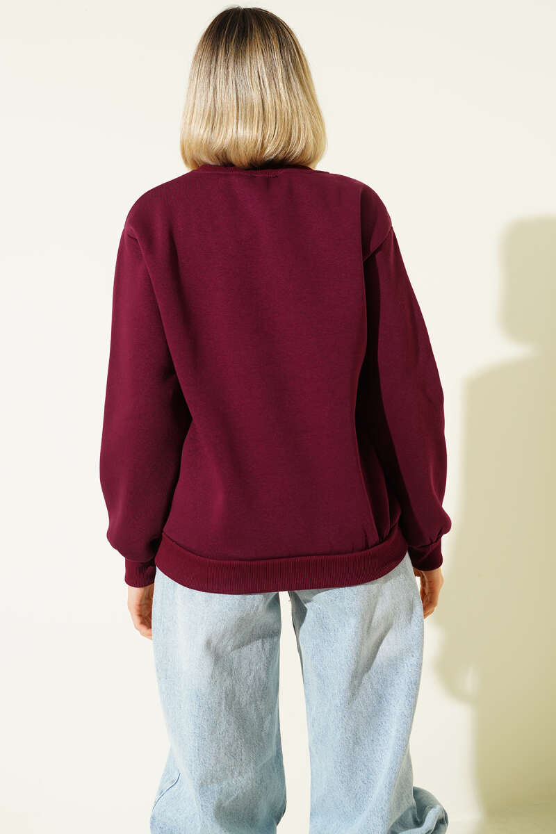 Ride A Cowboy Baskılı Sweatshirt Mürdüm